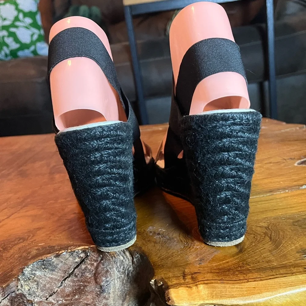 Anthropologie Delman Jamie Black & White Espadrille Wedges Size 8.5